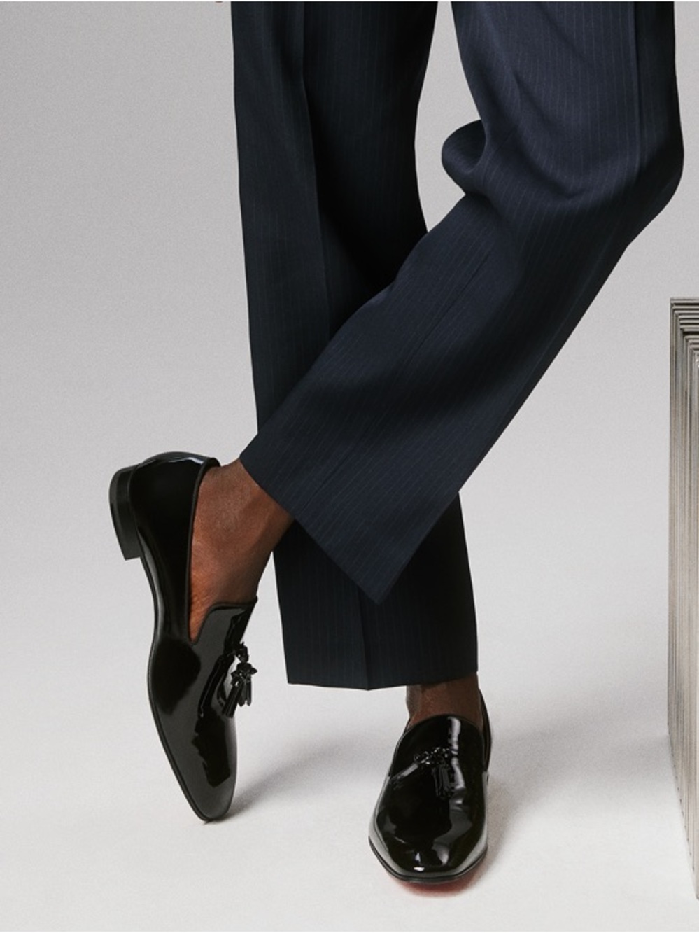 Christian Louboutin Black Patent Tassel Loafers